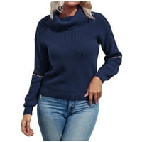 Zunfeo džemper za žene - pulover pletiva vrhova čvrstog vrata s dugim rukavima Slim Fit Topla Jesen