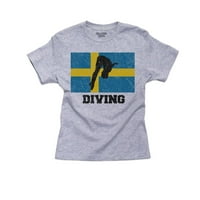 Švedska olimpijska - ronjenje - zastava - Silhouette Boy's Pamučna majica