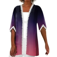 Ostanite šik u bilo kojoj klimi Himeway Trendi ženske vrhove Ženska bluza za ženska majica Outerwear Print polovina rukava Ležerne prilike za odmor Osnovni čipke Vrhovi Purple XXL