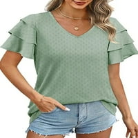 Rejlun Ženske vrhove majica kratkih rukava V izrez Bluza Ležerne tuničke košulje Green M