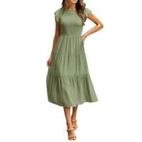 Haljine haljine modne žene casual srednje duljine haljina boho leptir zelena s