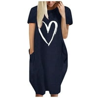 Ljetne haljine za prodaju za žene plus veličine kratkih rukava Štampanje uzorka srca Oblik srca V-izrez