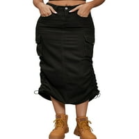 Peyakidsaa Women Therem Teret Suknje Ležerne prilike visoke struke duge Jeanke, sa džepovima za preklop