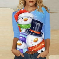 Slatki vrhovi za žene rukav za odmor Božićni grafički grafički ispis lagani duks majica pulover bluzes