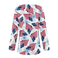 Ženski vrhovi bluza Dame Dan za neovisnost na rukavima tiskana ljetna tunika vrhova okruglog dekolte