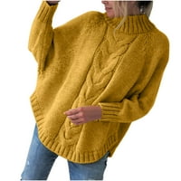 Lastsoso ženski kablovski pleteni turtleneck Solid Boja vrhovi džemper opuštene majice s dugim rukavima Slouchy Jesen Ženske odjeće