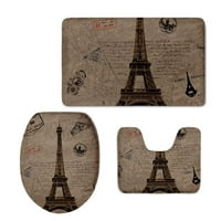 Pariz Eiffel Tower kupaonica Rugs set Contour prostirki za kupanje i poklopac poklopca