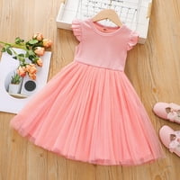 Djevojke Formalne haljine Djevojke mališane s kratkim rukavima Šifon Swing Flowy Tulle Haljina Sunderss cvjetni labavi Maxi haljine ružičaste 6- mjeseci