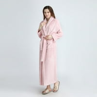 Obloge za žene Žene Čvrsti zbir Velvet Robe Cambobe Gown Pajamas Spavaće odjeće Pocket struka Pink AC1327