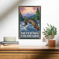 Silverton, Kolorado, ribolov scena Birch Wood Zidni znak