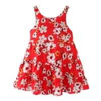 KETYYH-CHN Ljetne haljine za djevojčice Djevojke odjeću Ljetna haljina za odmor za odmor crvena, 140