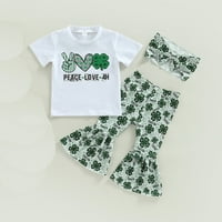 Dan djeteta Toddler Baby St. Patrick, majica s kratkim rukavima TOP + Clover Bell hlače + set odjeće