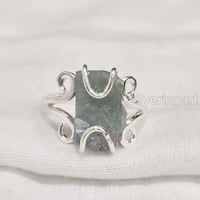 Prirodni akvamarinski prsten, sirovi akvamarinski draguljski prsten, mart rođenje, hippie žičani prsten,