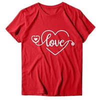 Haxmnou Žene Ležerni zaljubljeni Dan zaljubljene majicom kratkih rukava Majica Laisetops Red S