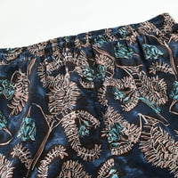 Muške ljetne hlače za plažu nacrtane lounge hlače pamučna posteljina otisnuta patchwork dugih pantalona