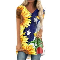 Žene Ženske vrhove cvjetne casual bluza s kratkim rukavima Ljetne ženske majice s