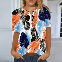 Ženske vrhove Grafički print kratkih rukava Bluza Labavi ženski ljetni Henley majice Multicolor S