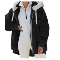 Ženski prekrivač zima labav solidna boja umjetna vuna sa zatvaračem na vuču duge dugih rukava dukserice