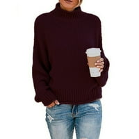 Cuoff ženske modne džempere za žene plus veličine Visoki vrat Čvrsto boje Ležerne pruge pulover dugih