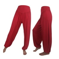 Hlače za ženske trendi grafičke elastične labave ležerne pamučne meke joga sportske plesne harem pantalone