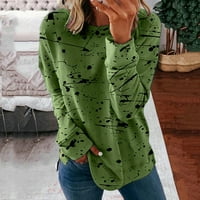 Vremenski rukav ženski vrhovi The Trendy Women Ispis Dugih rukava Udobne prozračne košulje za prozračne majice, Green, XXL