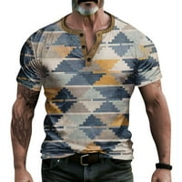 Muška košulja Muška štampana majica na otvorenom retro gumb labav kratki rukav gornji plavi m