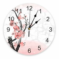 Cvjetni biljni cvijet cvijet ružičasti zidni sat Modern Design Dnevni boravak Dekoracija sata Sat MUTE