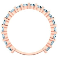 1. CT sjajan okrugli rez simulirani plavi dijamant 18K 18K ružičasto zlato vječnost bend sz 8.25