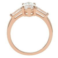 2. CT Sjajno markiza Clear Simulirani dijamant 18k Rose Gold Trokratni prsten SZ 10.5
