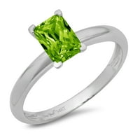 CT Sjajni smaragdni rez Clear Simulirani dijamant 18k bijeli zlatni pasijans prsten SZ 5.5