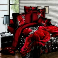 3D Big Crvena ruža Cvjetna posteljina Posteljina Vjenčani prekrivač pokrivač s limom