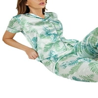 Prednjeg swalk Ženska odjeća odjeća noćna rukavina saten pidžame setovi za spavanje Lounge Set Silk