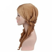 Dianhelloya Fashion Women Sning Long Turban Cap Head Wrap Chemo Hat Beanie Muslim Hijab