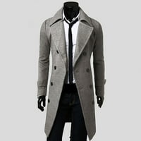 Muški kaput od kaputa iznad odjeća zima tanka elegantna dvostruka dugačka kaputa za muškarce sive m