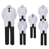 5- Formalno crno bijelo odijelo Set Lilac Bow Dugi kravate prsluk dječak za bebe