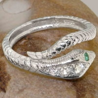 Britanci napravio je 9k bijeli zlatni prirodni dijamant i smaragdni ženski prsten - veličine opcije