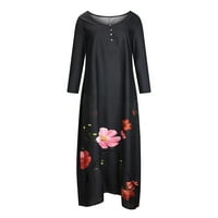 ABCNATURE WOTENS Maxi haljina za čišćenje štednih ušteda, žene s dugim rukavima V-izrez cvjetna tiskana