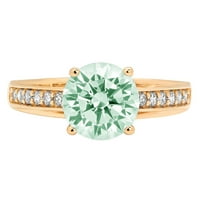 2.21ct okrugli rez zeleni simulirani dijamant 18k žuti zlatni gravirajući izjava bridalna godišnjica