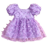 Djeca dječja dječja djevojka ljetna princeza haljina kratka rukava 3D leptir dekor tulle haljina