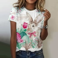 Ženski proljetni ljetni zec tiskani kratki rukav o vrat majica TOP ženske majice pamučne majice za žene