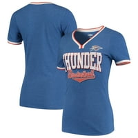 Ženska peta i ocean New Era Blue Oklahoma City Thunder Basketball V-izrez Majica