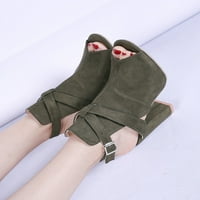Ženske modne blok pete sandale Udobne rezovene visoke pete Party ne klizanje Chunky Heel Green 4.5