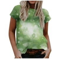 Košulje za žene Ženska ležerna moda St. Patrick's Day Print uzorak majica kratkih rukava tamnozeleni