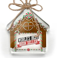 Ornament tiskani jedno strani svjetovi najboljih knjiga prodavača Božić Neonblond