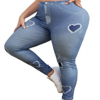 Luxplum žene visoke struke lažne jean pantalone plus veličine pant imitacija traper pantalona Skinny