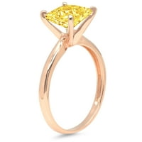 1.5CT Princess Cut Yellow Simulirani dijamant 18K 18K ruža Gold Gold Angažman prsten veličine 10.75