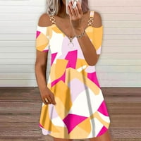 Ljetne haljine za žene cvjetni V-izrez A-line mini seksi kratka putna haljina narandžasta xxl