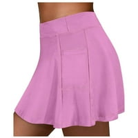 Maxi suknja ženski suknji za tenis pokreću joga unutrašnjih kratkih kratkih kratkih kratkih kuća Elastični sportovi Golf džepovi Hakama Pink