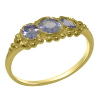 Britanci izrađeni čvrstim zlatnim prstenom od 10k sa prirodnim žarnim ženskim zaručničkim prstenom - Opcije veličine - Veličina 9,75