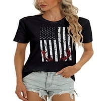Seksi plesne dame Ljeto vrhovi kratki rukav majica Američka zastava Majica Labavi tunik Bluza Radni